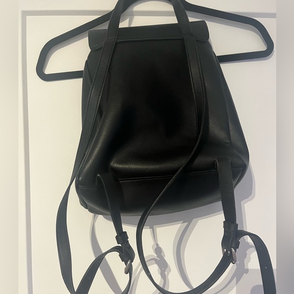 Zara Basic Collection Classic Black Faux Leather Backpack - Picture 11 of 15